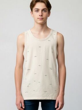 Old Navy boys Cream Tank Top with Small Sharks size 14/16